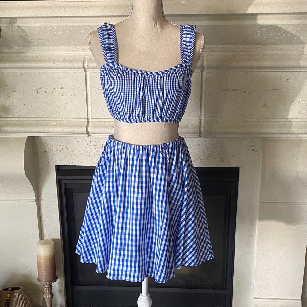 Copper Key Blue Gingham Set